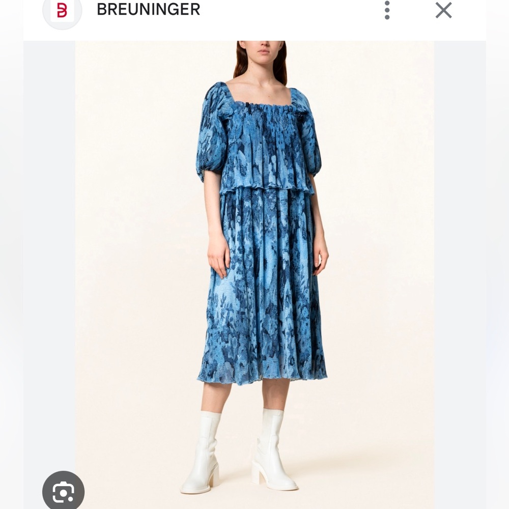 Ganni blue pleated dress